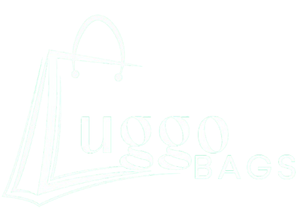 Luggo Bags logo featuring a stylized shopping bag outline with the brand name in white text.